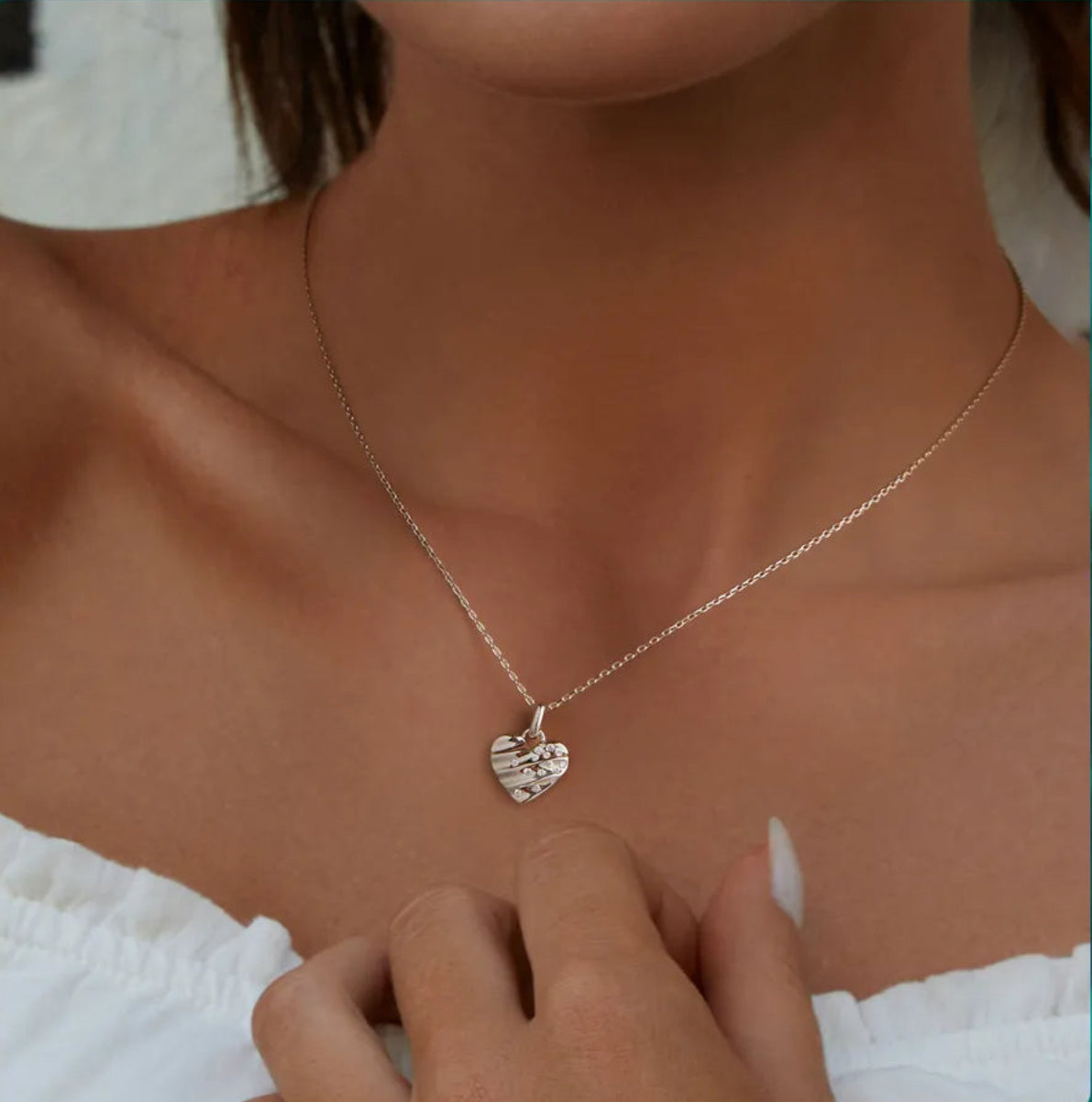 925 Sterling Silver Love-Infused Heart Design Pendant Necklace