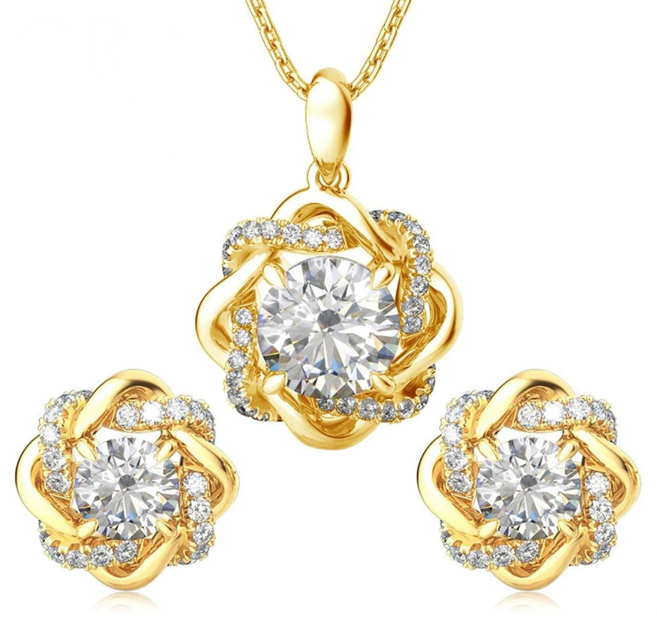 925 Silver 3CT Moissanite Necklace and Earrings Jewelry Set