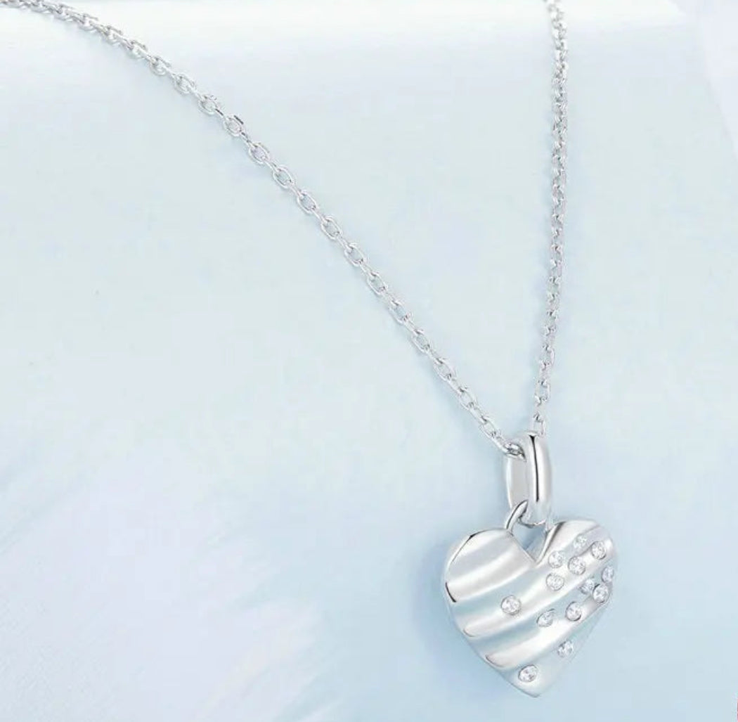 925 Sterling Silver Love-Infused Heart Design Pendant Necklace