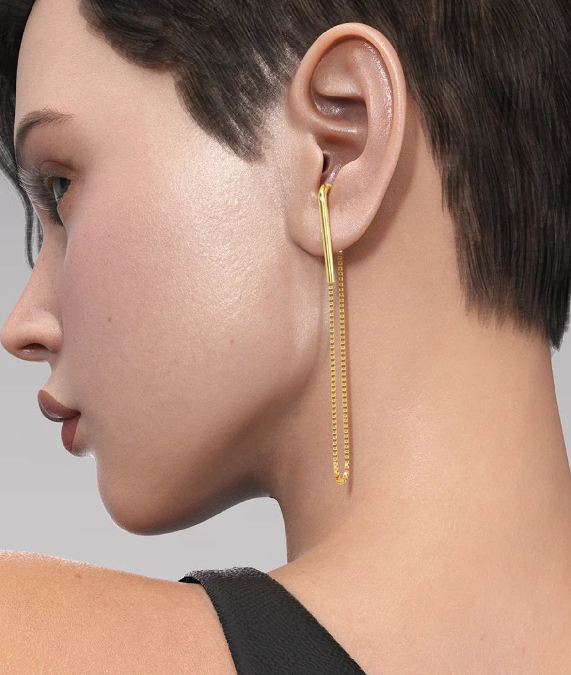 18K Gold-Plated Stainless Steel Drop Earrings - Futuristic Jewelry