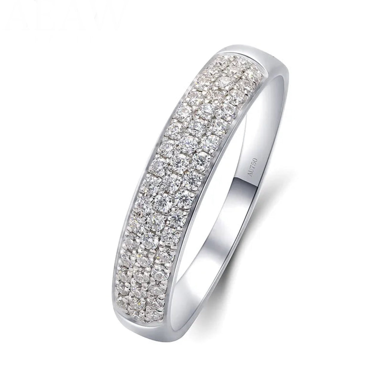 925 Silver 10K Gold-Plated 3 Row Moissanite Wedding Band Ring