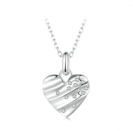925 Sterling Silver Love-Infused Heart Design Pendant Necklace