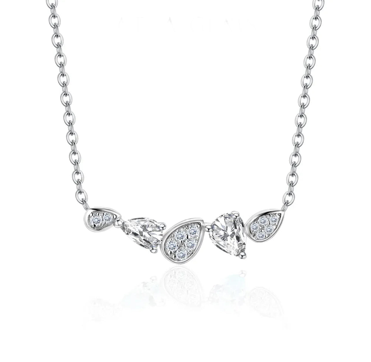 925 Silver Pear Cut Moissanite Pendant Necklace