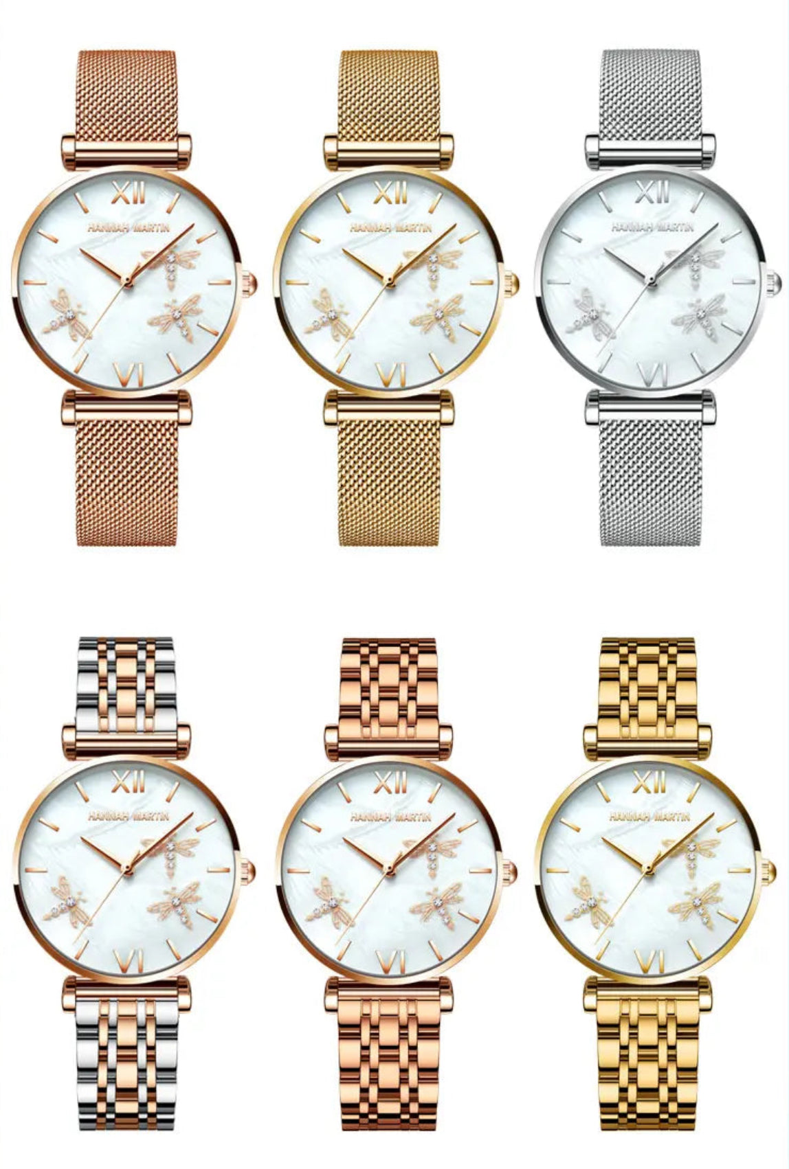 Japan Akoya Pearl Shell Women Watches - Dragonfly Design