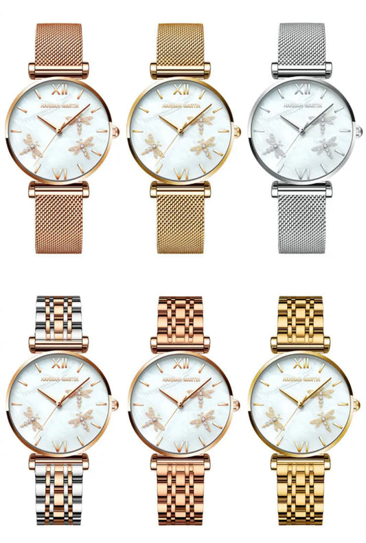 Japan Akoya Pearl Shell Women Watches - Dragonfly Design