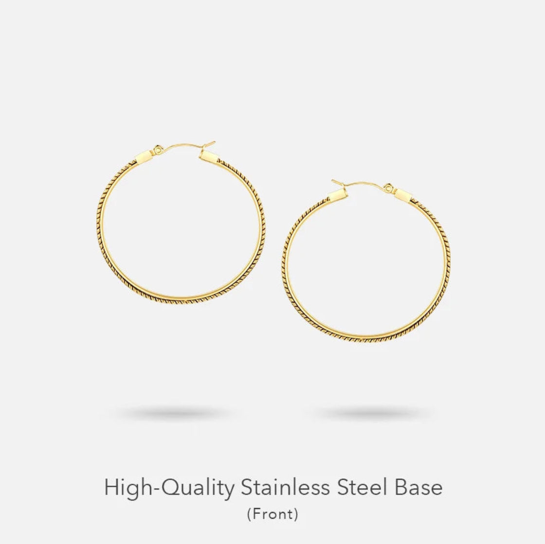 Stainless Steel 18K Gold-Plated Snake Bone Chain Hoop Earrings