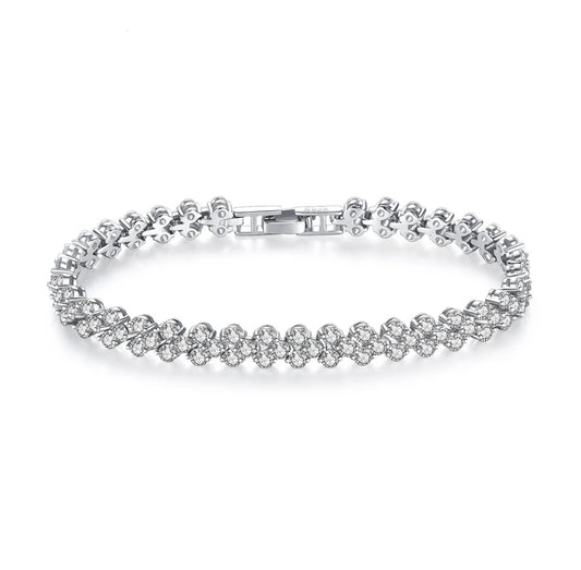 925 Silver Roman Romantic Heart Charm Bracelet - Luxury Moissanite