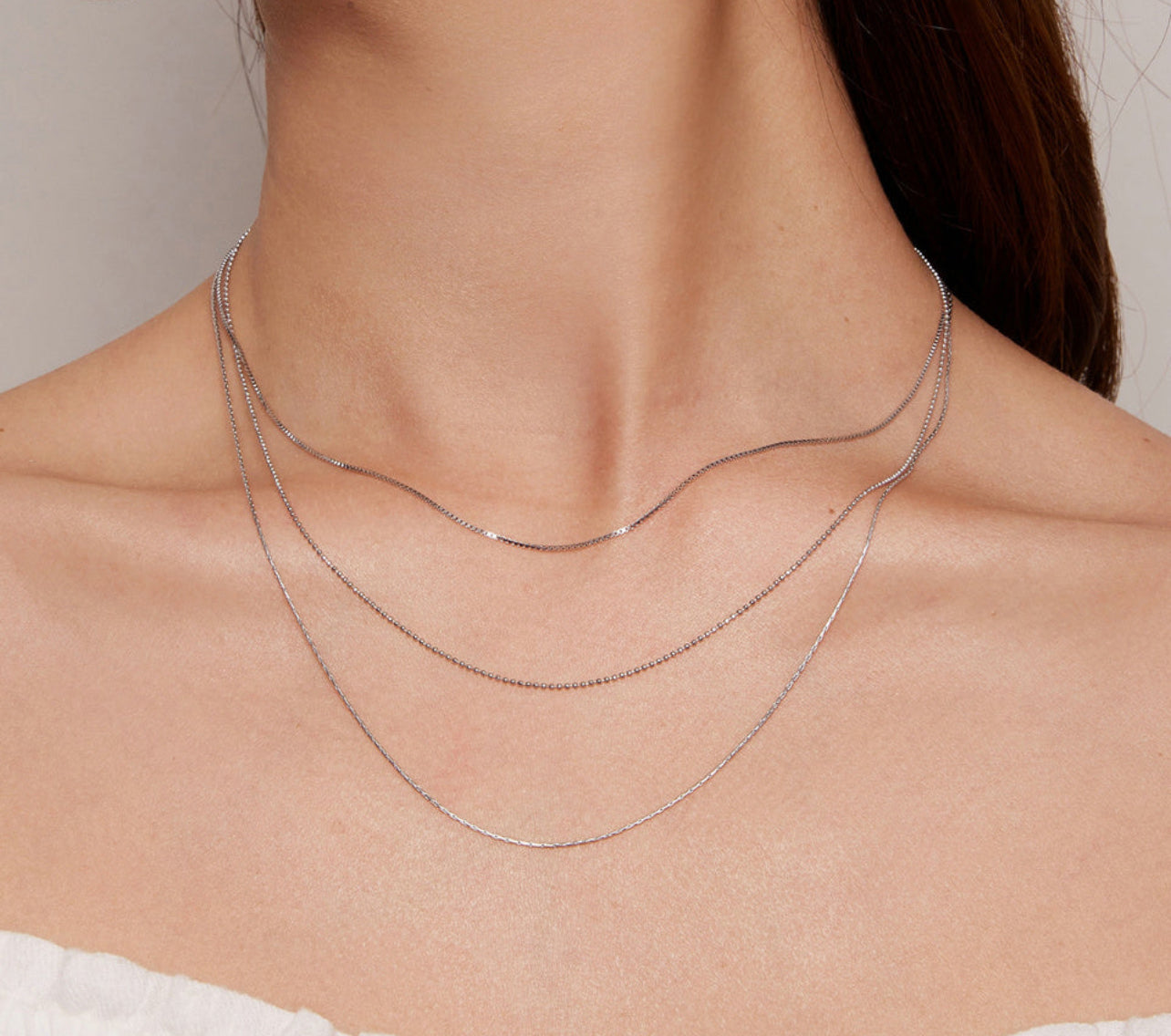 925 Sterling Silver Chic Triple Layer Necklace