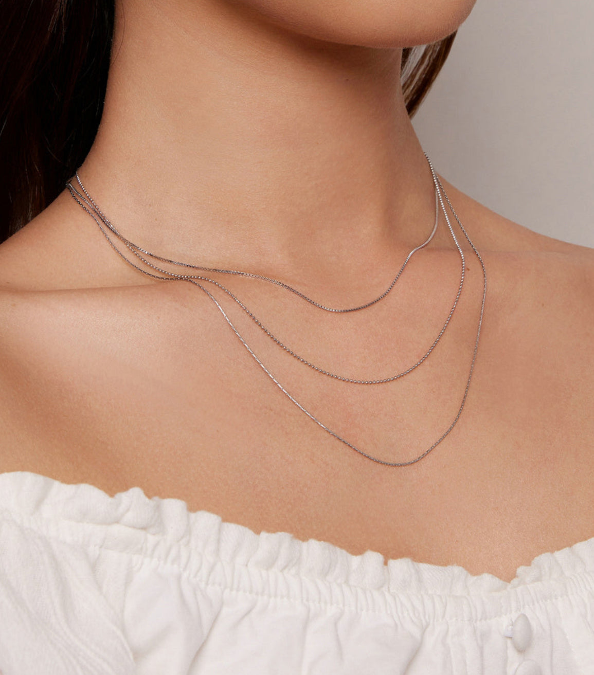 925 Sterling Silver Chic Triple Layer Necklace