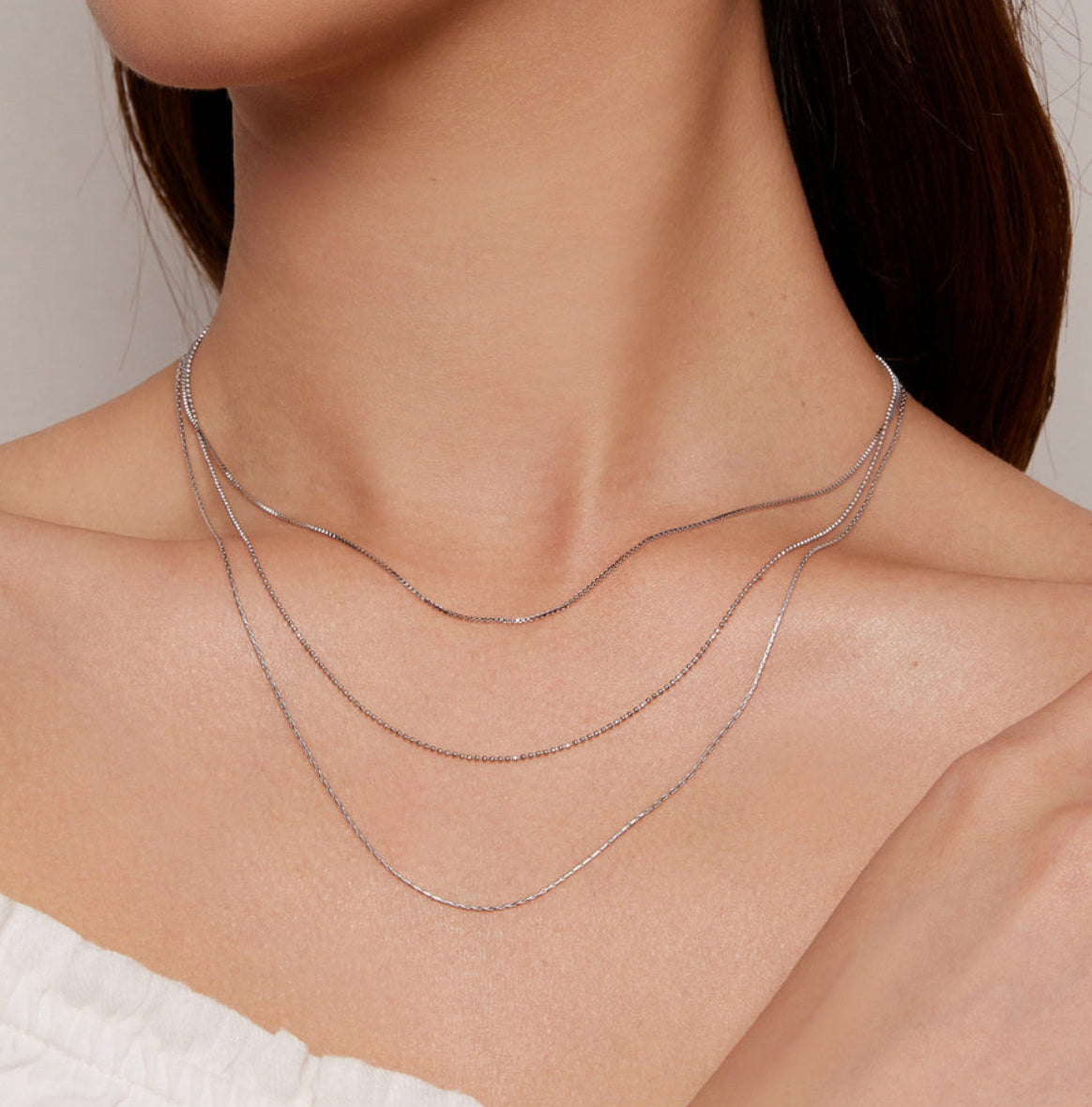 925 Sterling Silver Chic Triple Layer Necklace