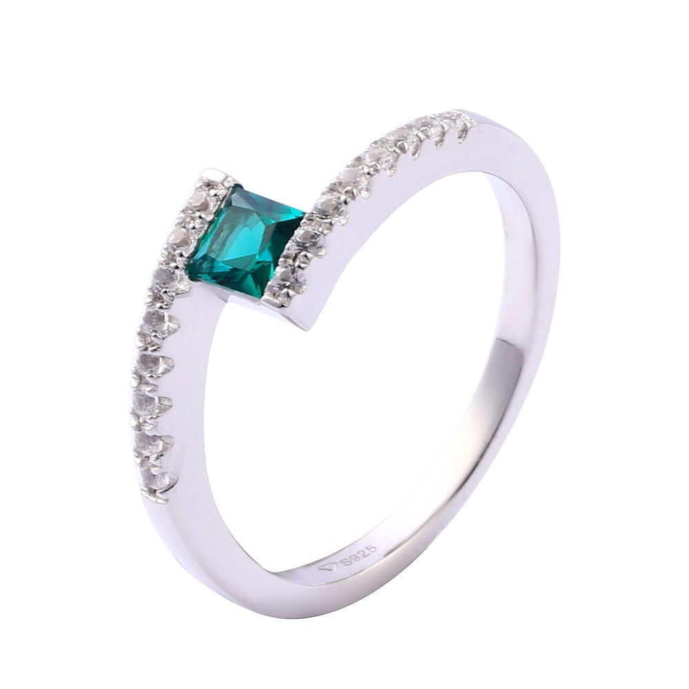 925 Silver Created Colorful Gemstone Ring