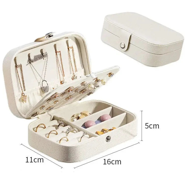 NEW WITHE DESIGN - Portable Leather Jewelry Box for Earrings and Rings