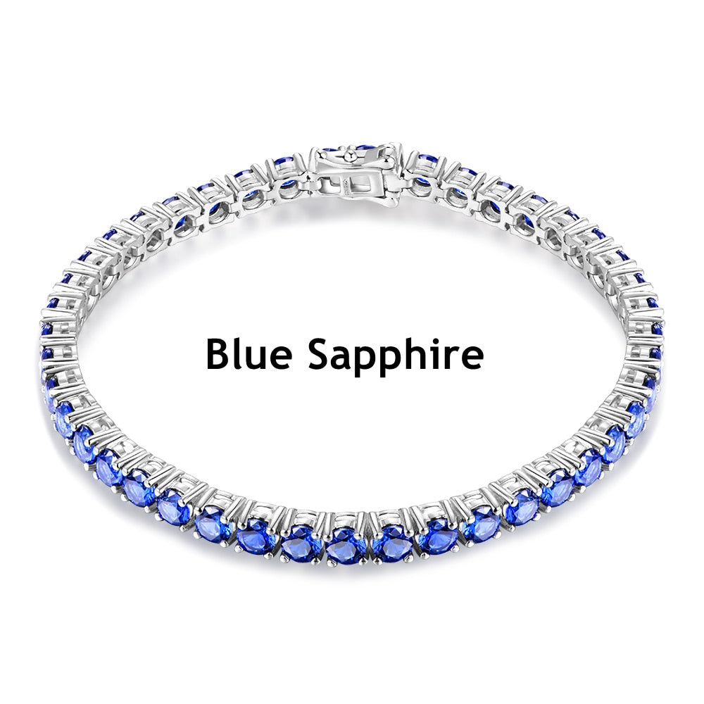 925 Silver Blue Sapphire/Spinel Strand Bracelet