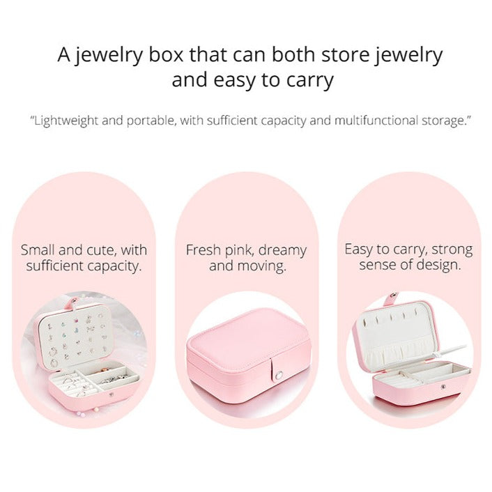 Pink Multi-function PU Leather Jewelry Box