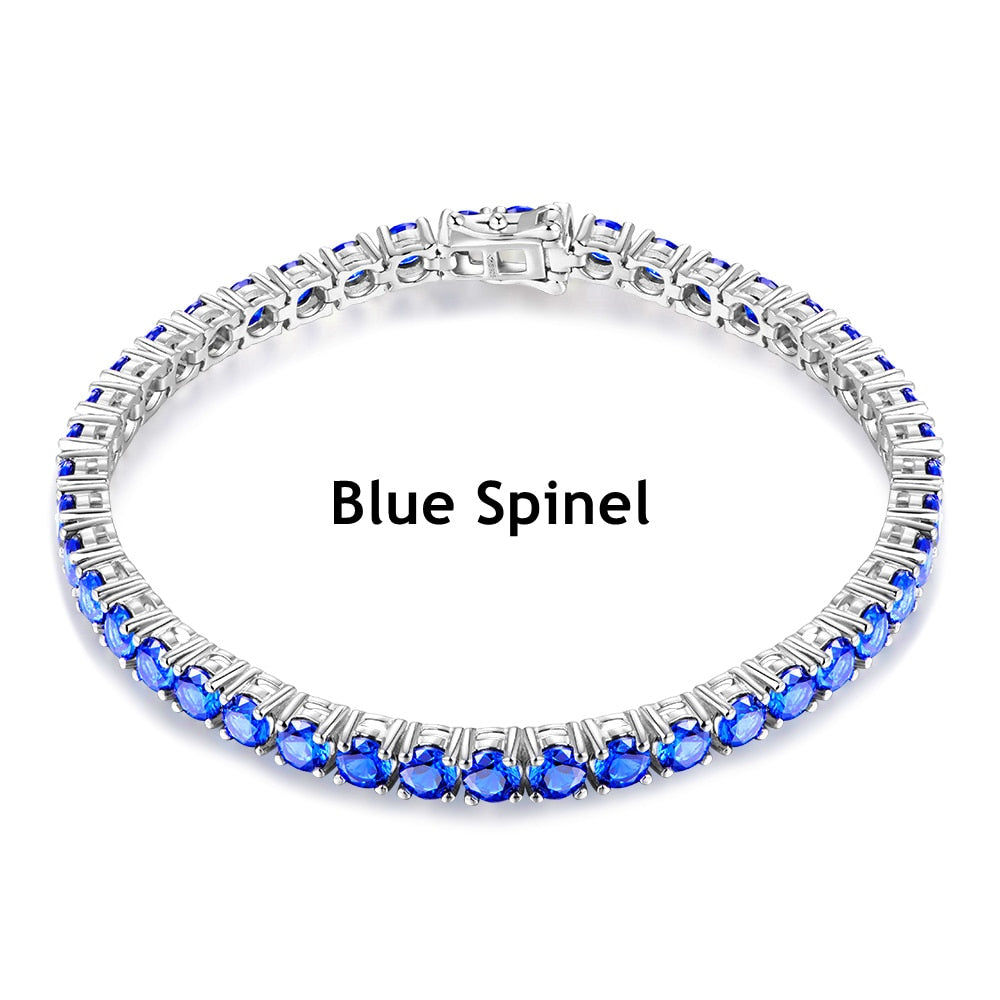 925 Silver Blue Sapphire/Spinel Strand Bracelet