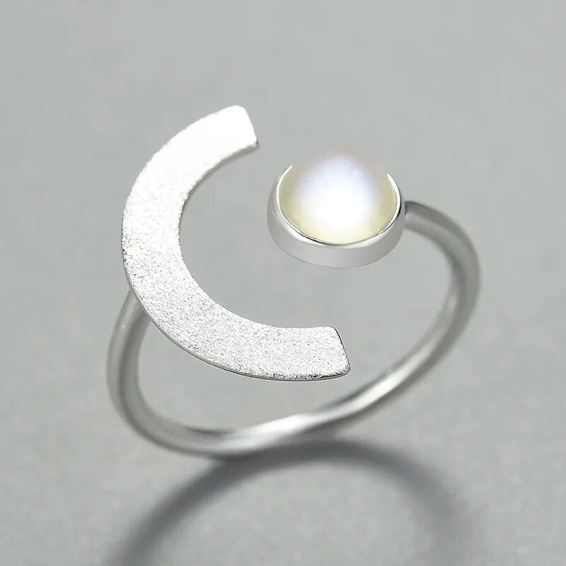 Moonstone Adjustable Ring - Minimalist 925 Silver Women's Jewelry