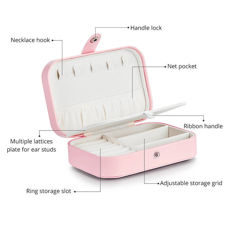 Pink Multi-function PU Leather Jewelry Box