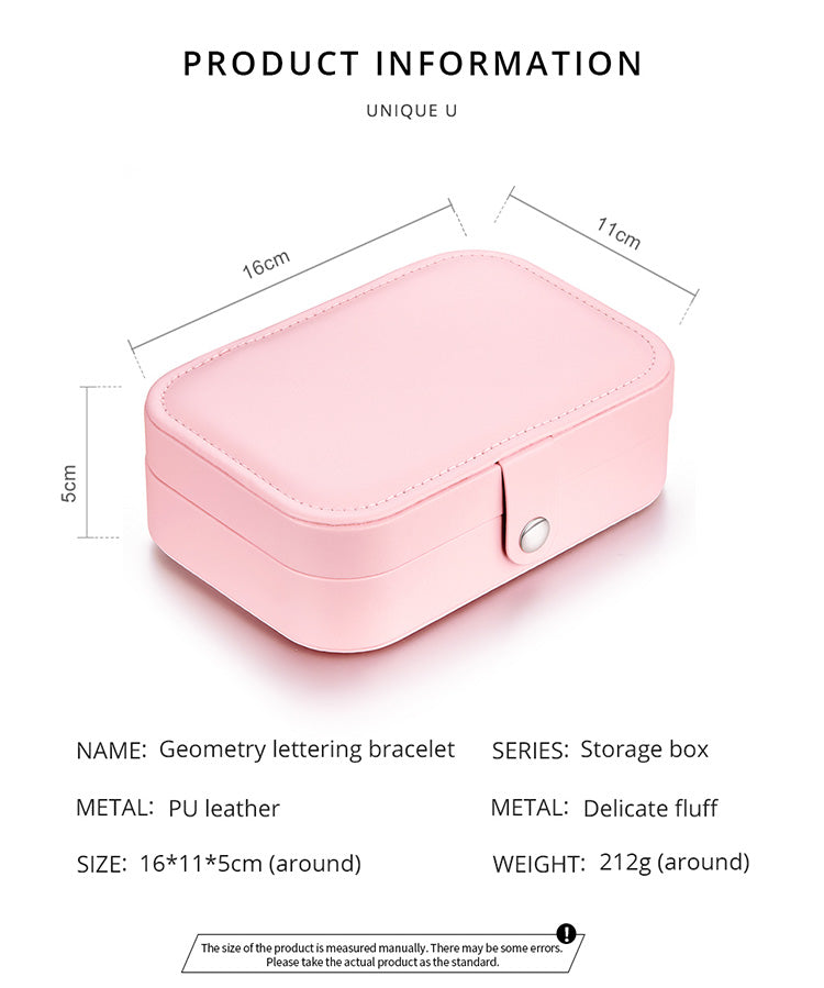 Pink Multi-function PU Leather Jewelry Box