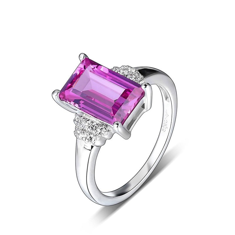 925 Silver 3.2 Ct Purple Sapphire Classic Design Ring