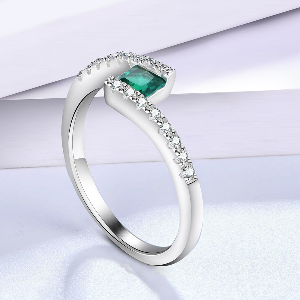 925 Silver Created Colorful Gemstone Ring