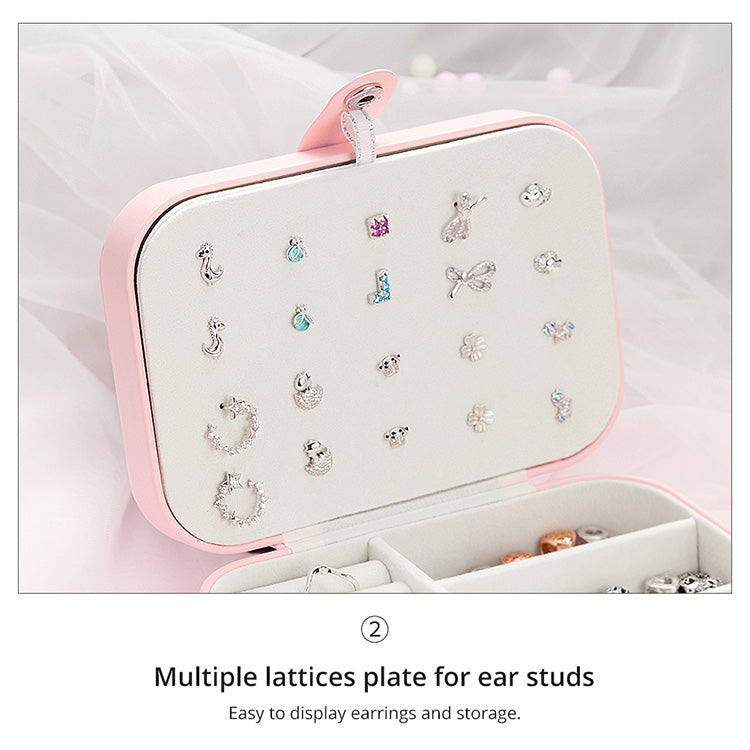 Pink Multi-function PU Leather Jewelry Box