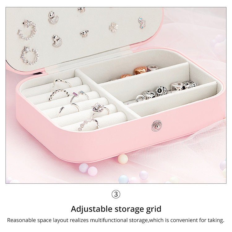 Pink Multi-function PU Leather Jewelry Box