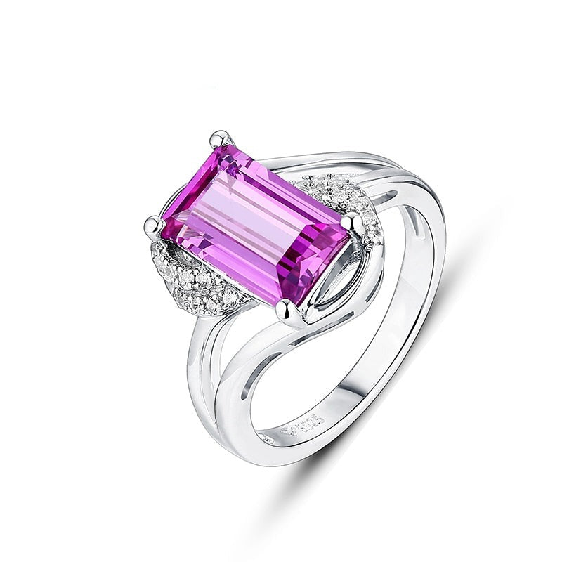 925 Silver 3.2 Ct Purple Sapphire Classic Design Ring