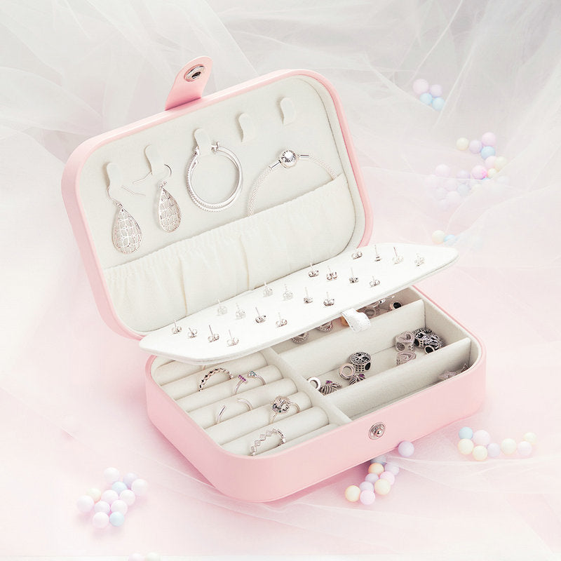 Pink Multi-function PU Leather Jewelry Box