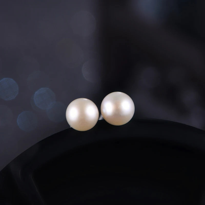 Simple 925 Sterling Silver Natural Freshwater Pearl Stud Earrings