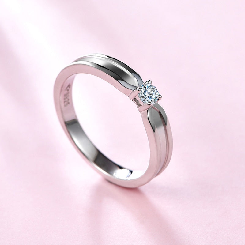 Solid 925 Silver Moissanite Couple Rings