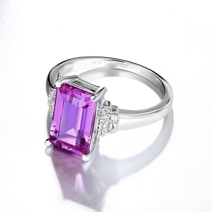 925 Silver 3.2 Ct Purple Sapphire Classic Design Ring