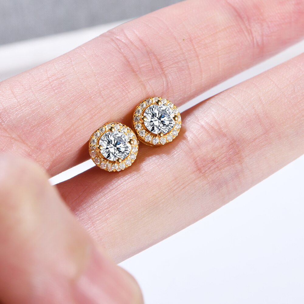 925 Silver 0.5/1Ct Moissanite Halo Earrings