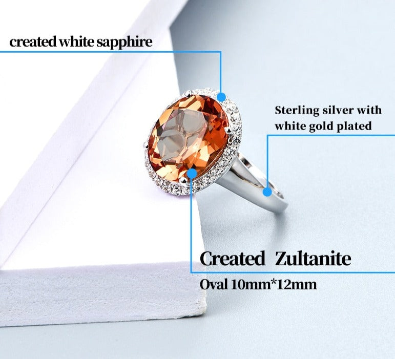 925 Silver Created 4.9Ct Gemstone Ring