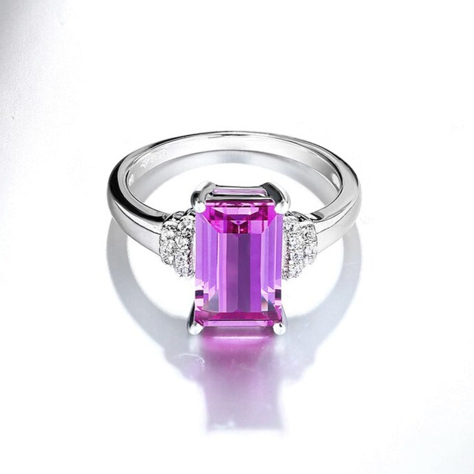 925 Silver 3.2 Ct Purple Sapphire Classic Design Ring