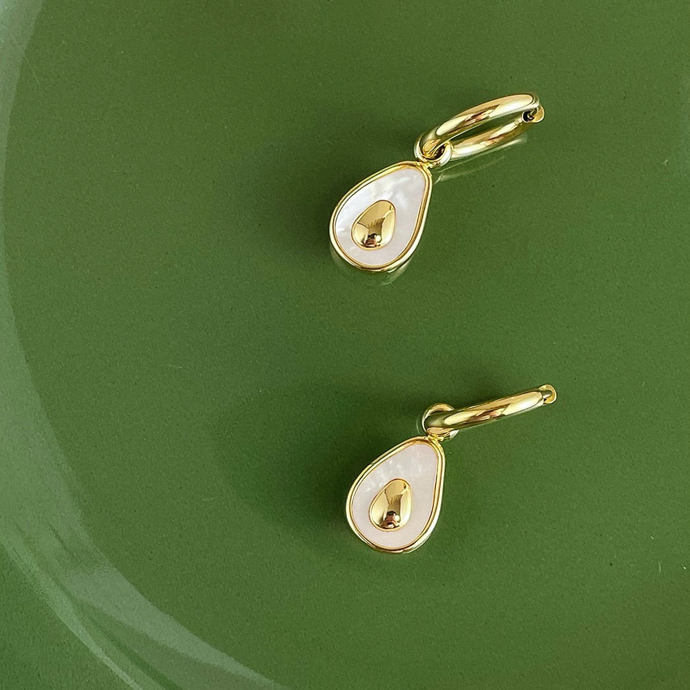 18K Gold-Plated Stainless Steel Avocado Drop Earrings