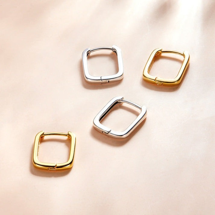 925 Silver French Square Buckle Earrings