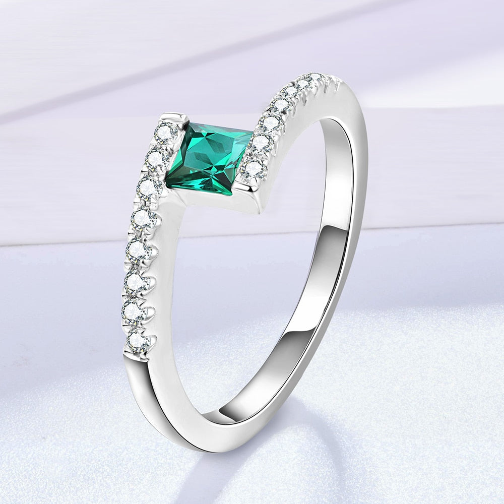 925 Silver Created Colorful Gemstone Ring