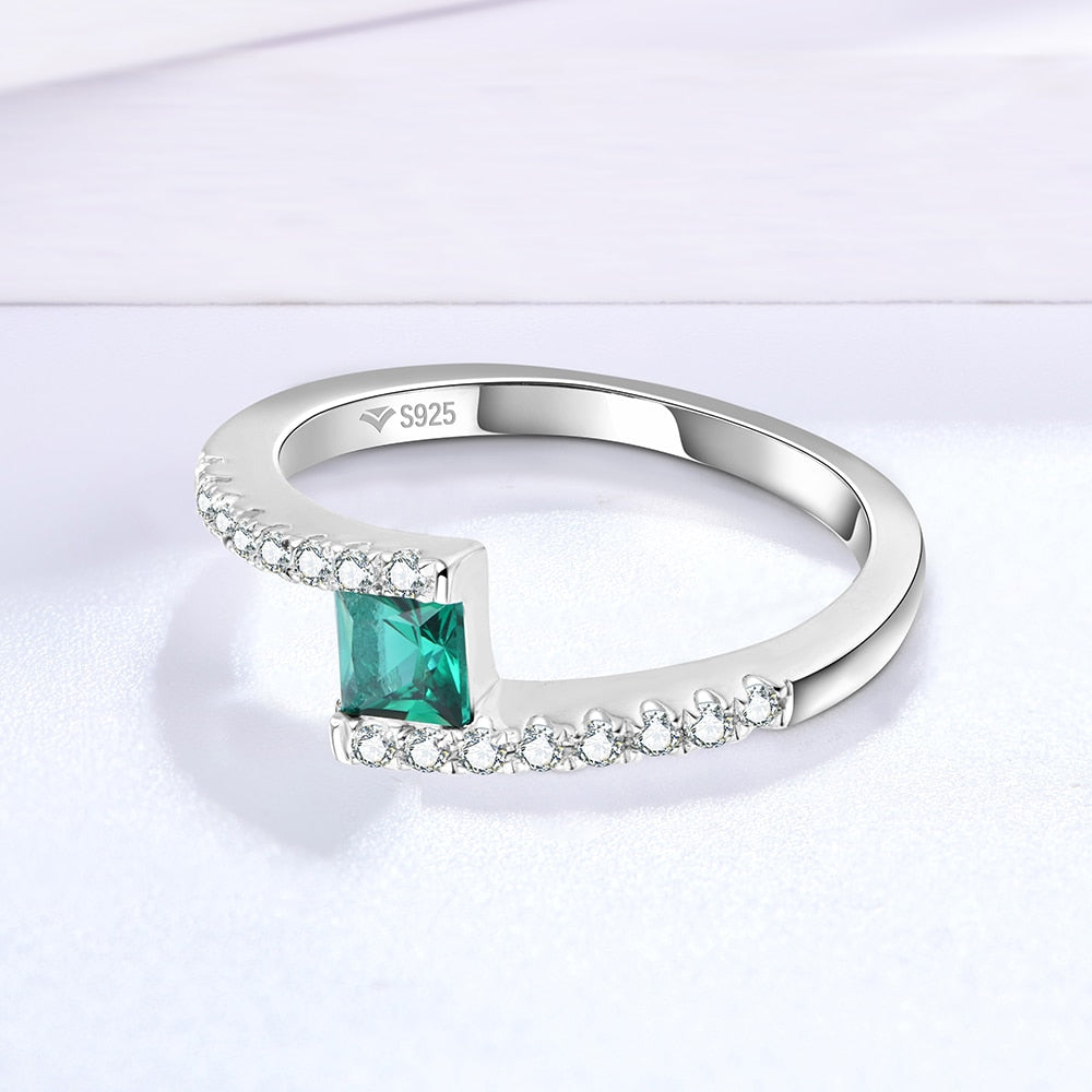 925 Silver Created Colorful Gemstone Ring