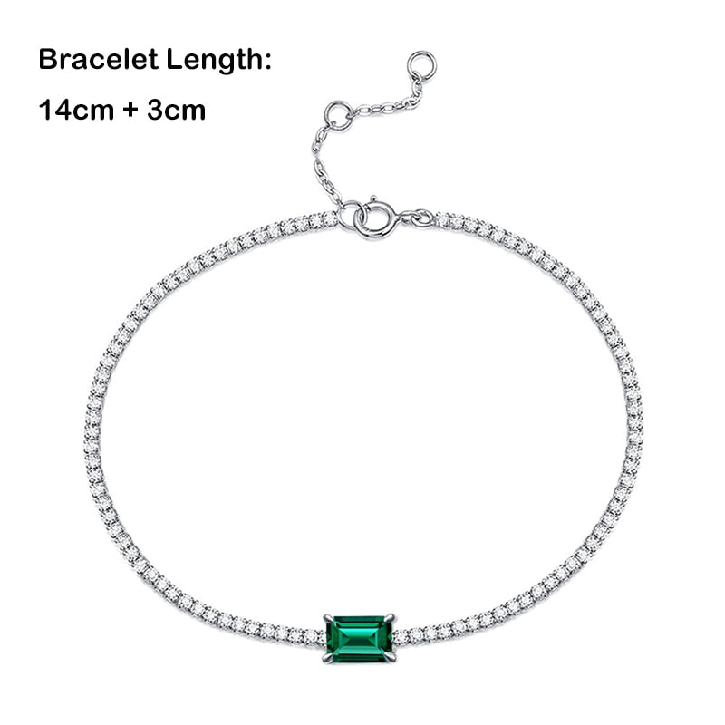 925 Silver 1.5ct Cultivated Emerald Jewelry Set