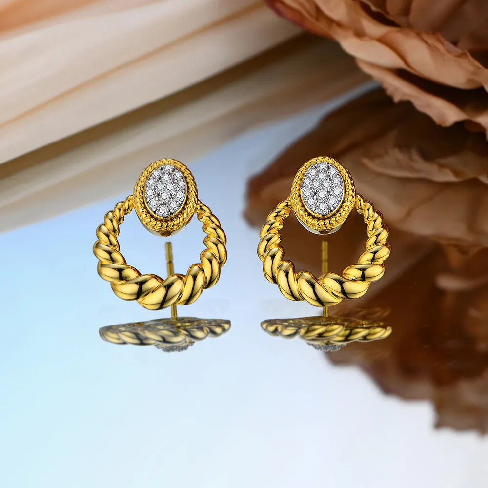 14K Gold-Plated 925 Silver D Color VVS1 Moissanite Stud Earrings