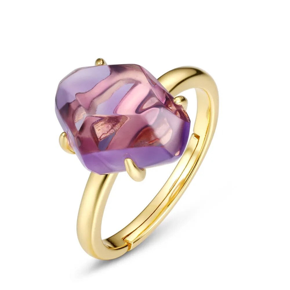 925 Silver Natural Pink Amethyst Adjustable Ring