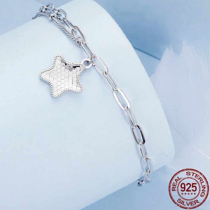 925 Silver Sparkling Star Splice Chain Bracelet