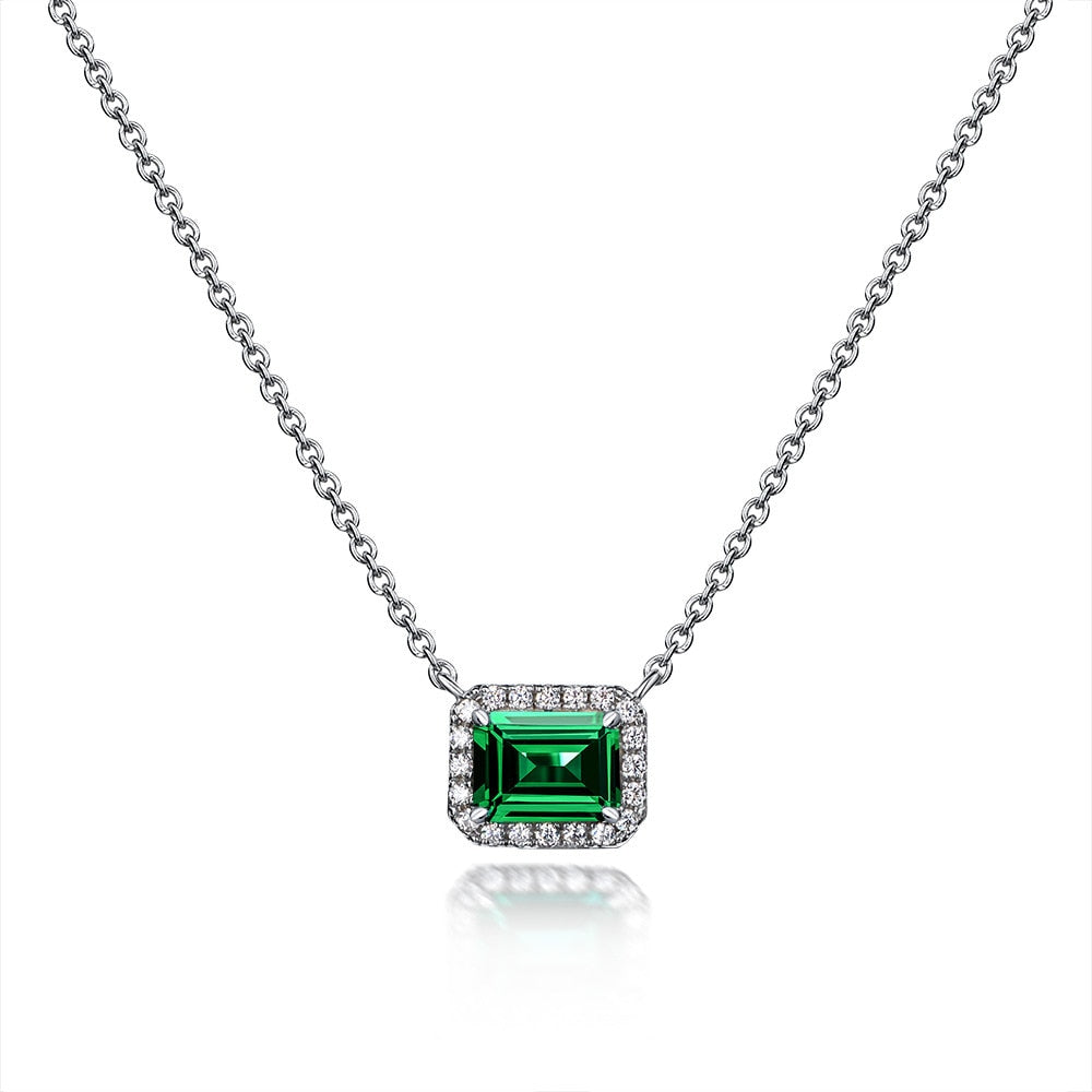 925 Silver 1.5ct Cultivated Emerald Jewelry Set