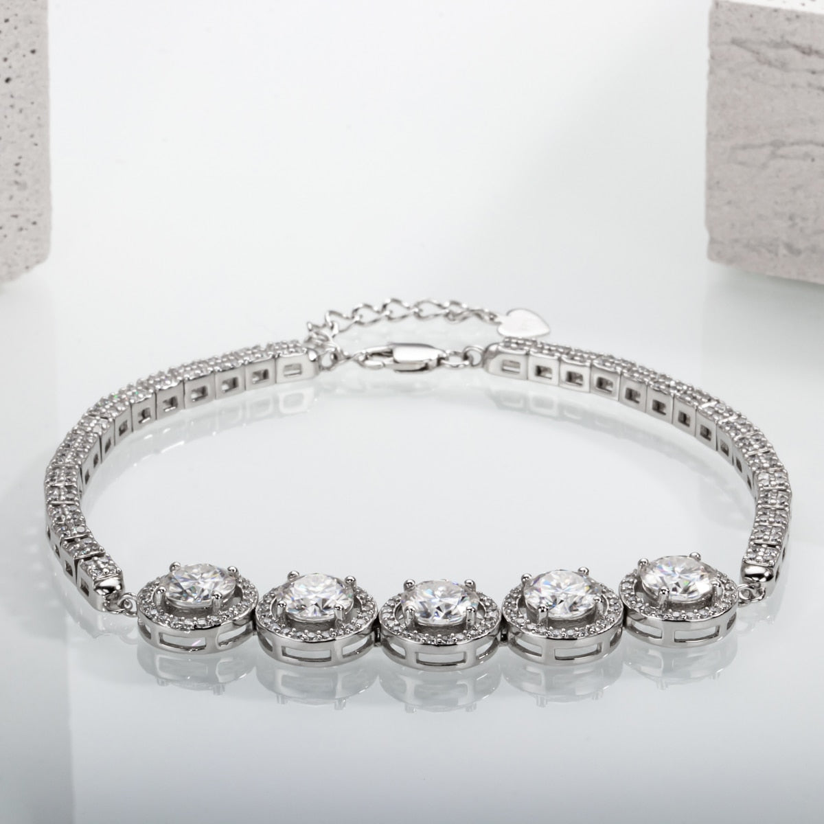 925 Silver 5CT Moissanite Adjustable Tennis Bracelet