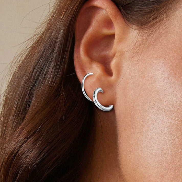 925 Silver Geometric Double Line Earrings