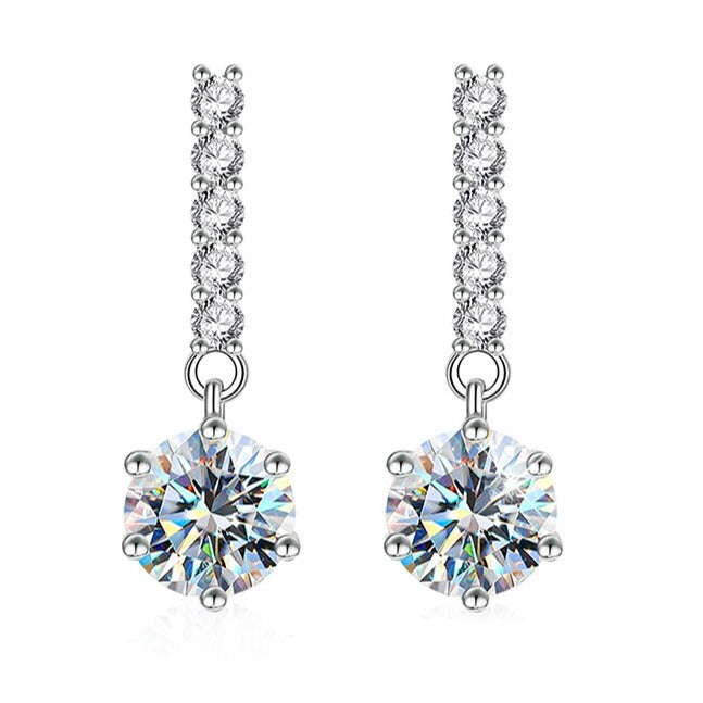 925 Silver 1CT Moissanite Diamond Drop Earrings