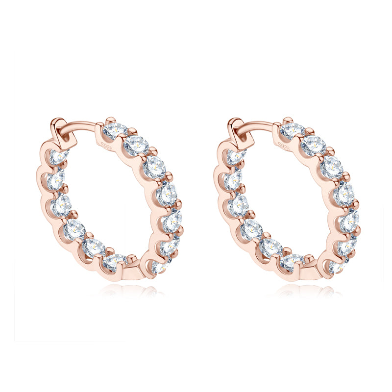 925 Silver 3mm Round Moissanite Hoop Earrings