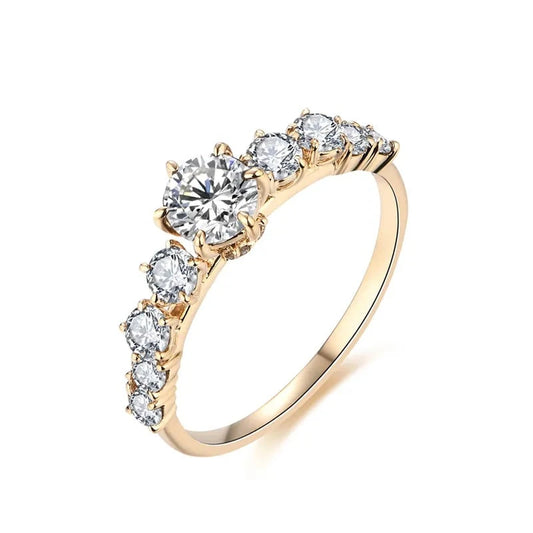 14K Gold-Plated 0.5ct Round Moissanite Silver Ring