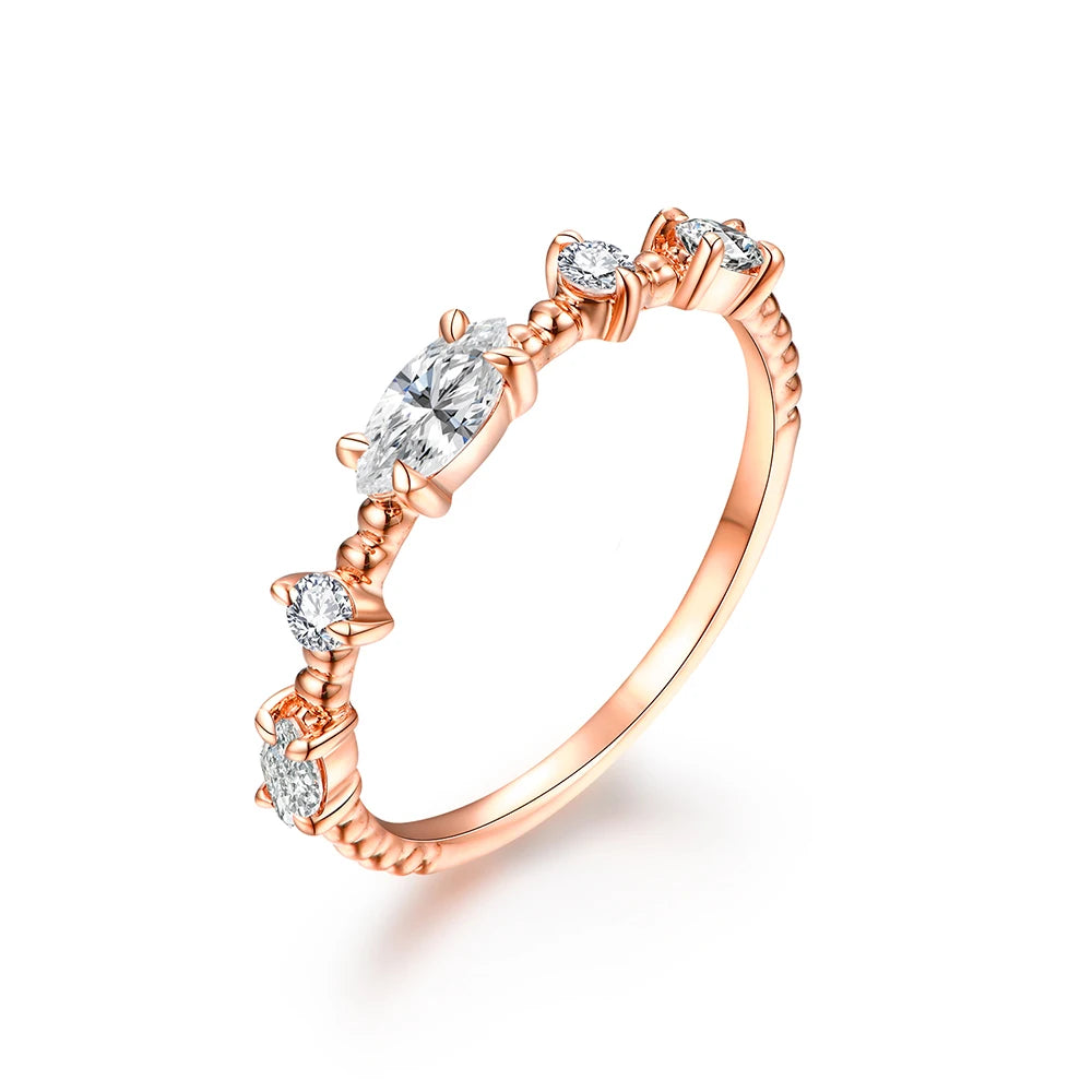 Gold-Plated 925 Silver Moissanite D VVS1 Engagement Ring - rose gold plated