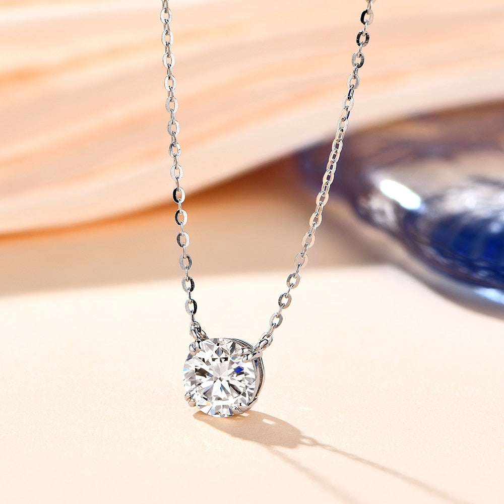 925 Silver 1CT Moissanite Simple Pendant Necklace